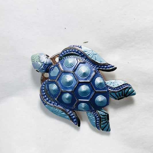 Turtle Brooch - Blue