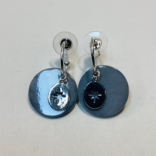 Shell and Charm Hoop Earrings Grey