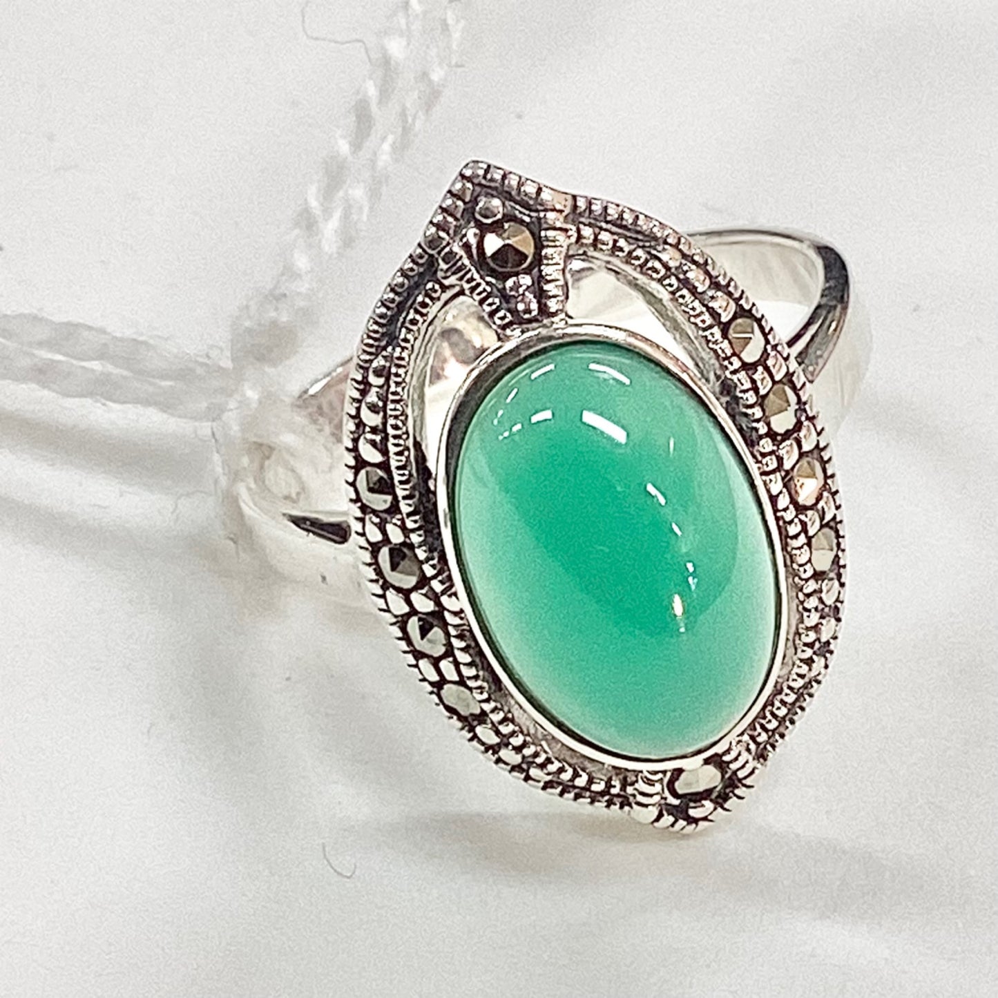 Green Agate and Sterling Silver Ring