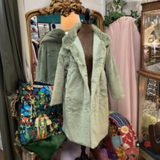 Fake Fur Coat Avocado Green