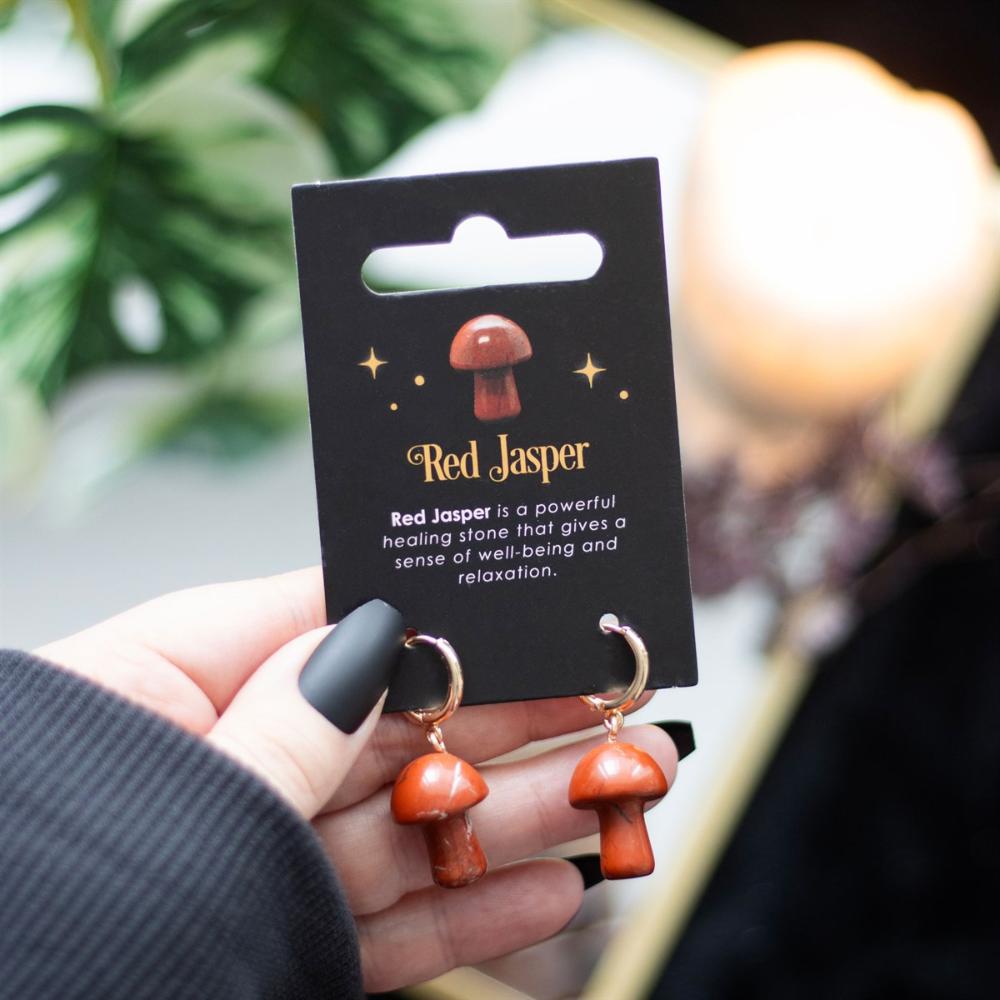 Mushroom Earrings - Red Jasper