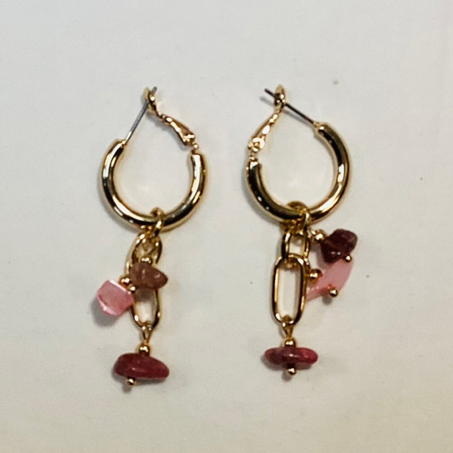 Gold And Pink Hoop Earrings