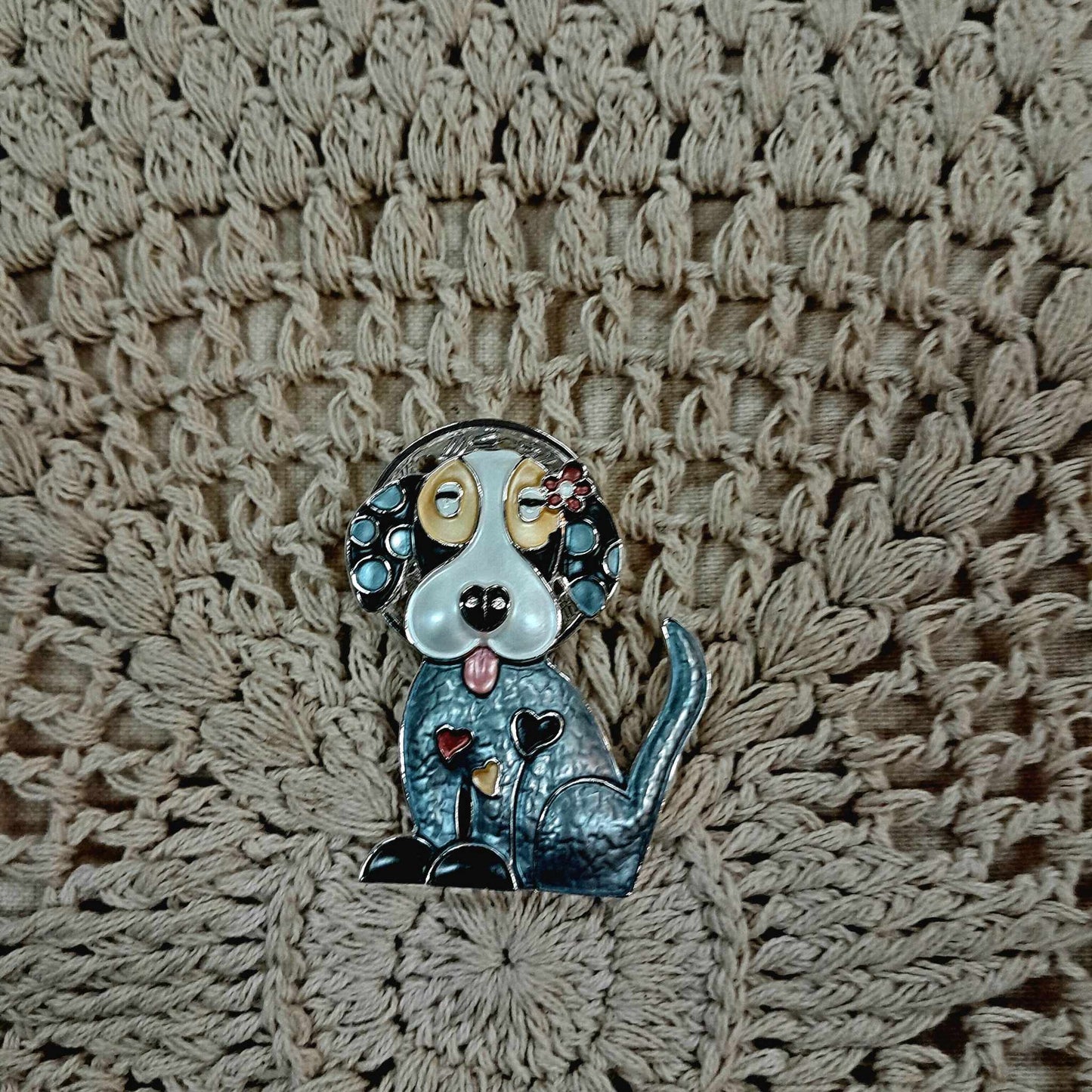 Crystal Dog Brooch