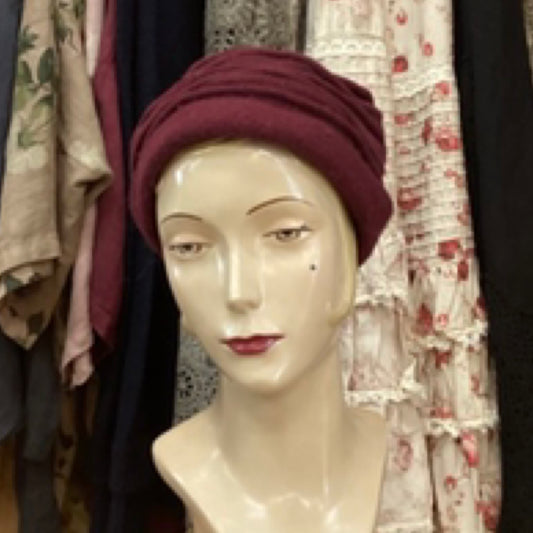 Wool Burgundy Felt Hat or Beanie