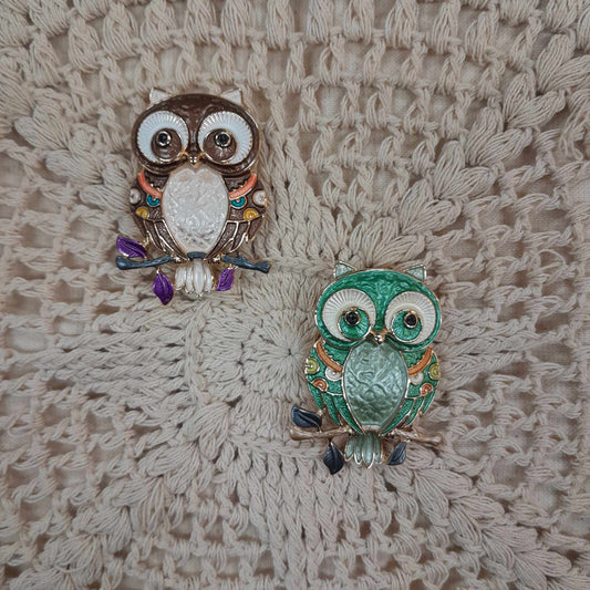 Crystal Owl Brooch