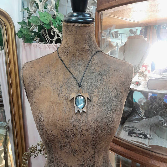 Brown with silver turtle pendant