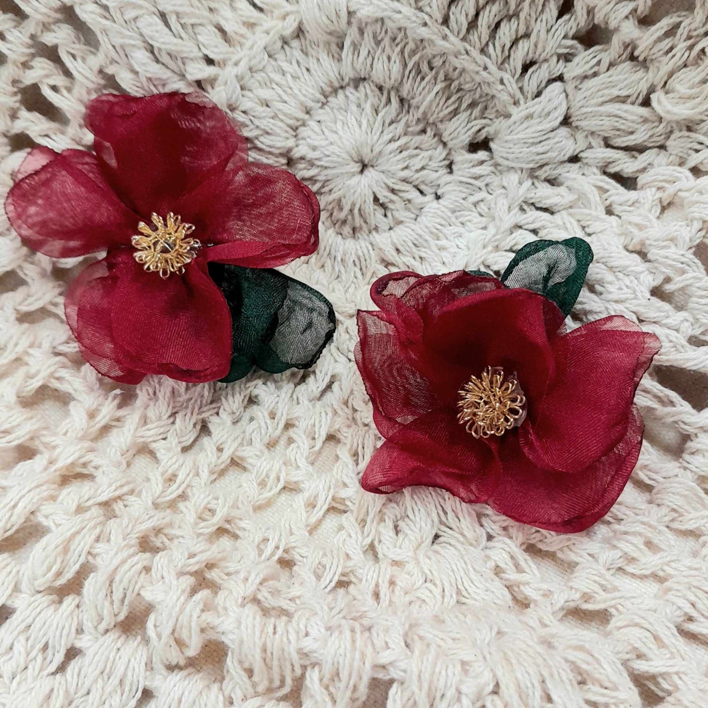 Flora Earrings Wine Red