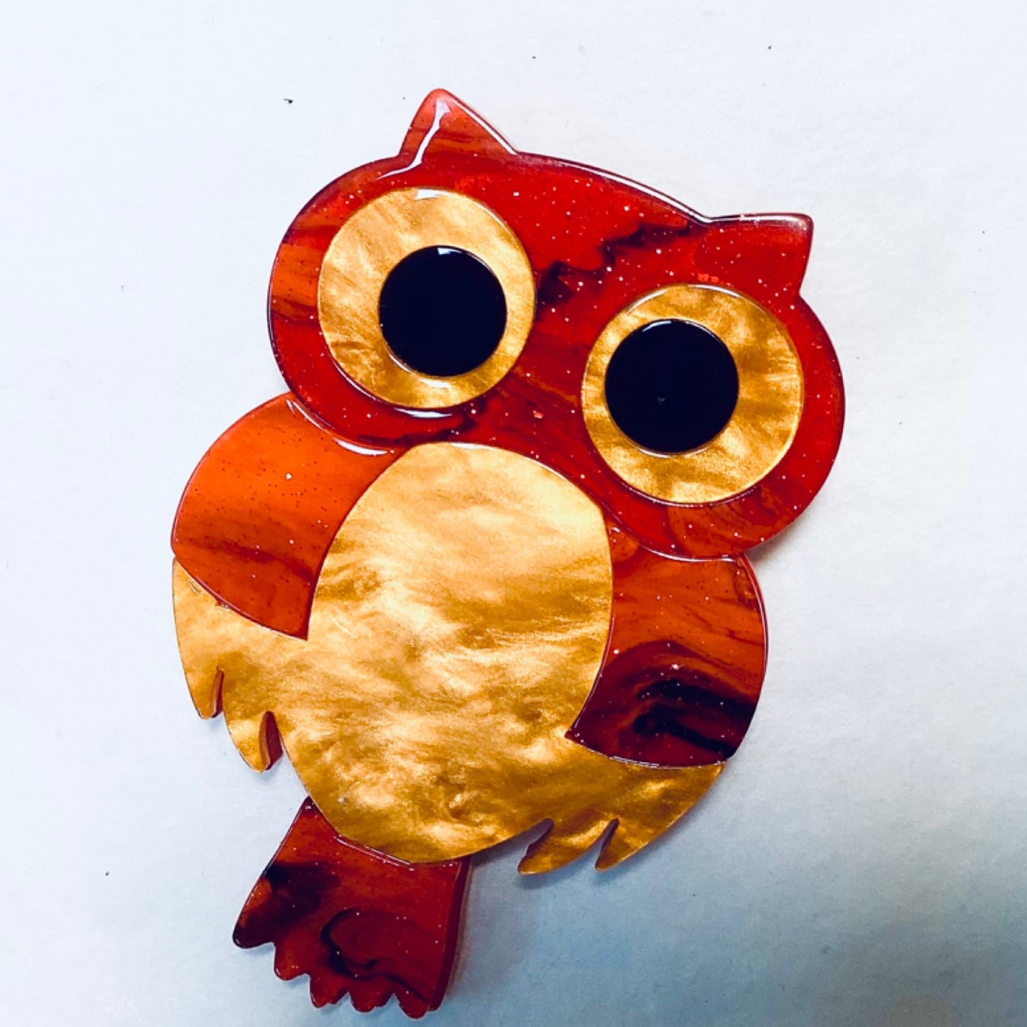 Owl Brooch - Red