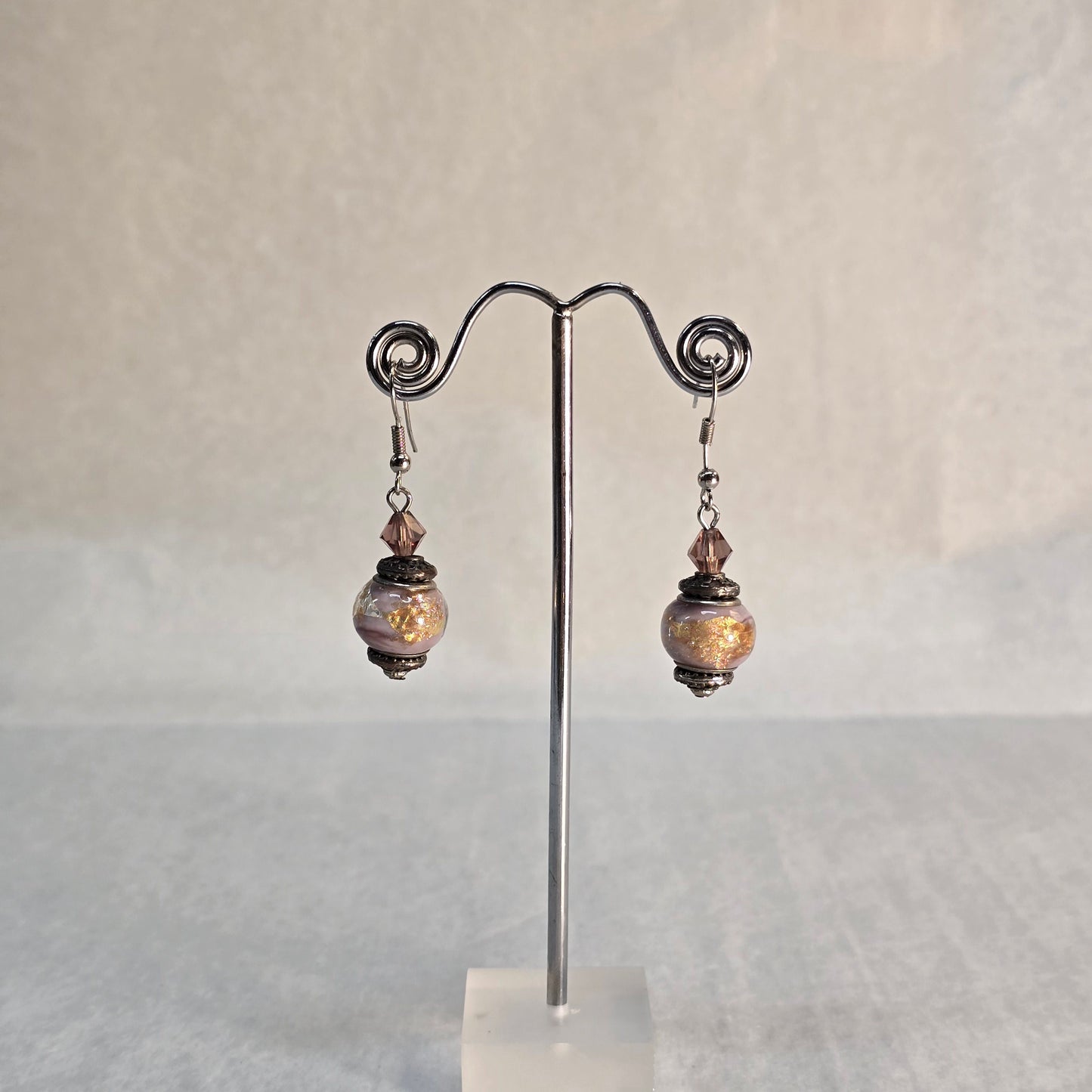 Vintage Purple Beaded Earrings