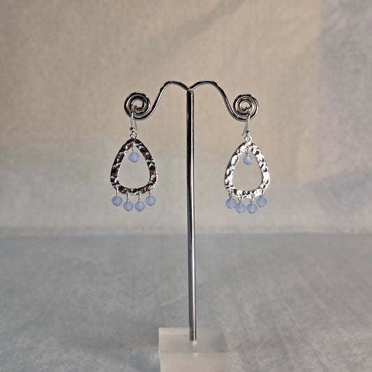 Silver and Pale Blue Beads Earrings