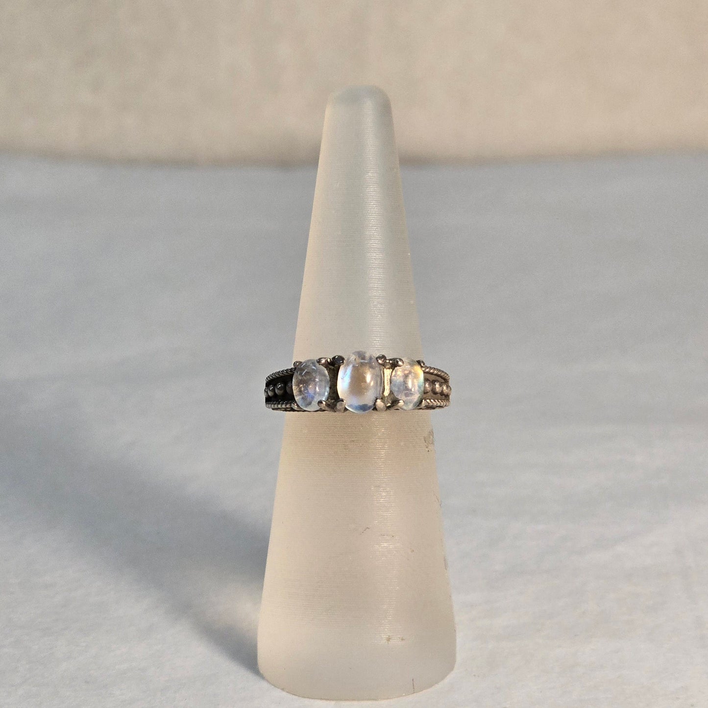 Triple Moonstone SS Ring