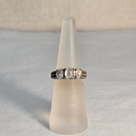 Triple Moonstone SS Ring