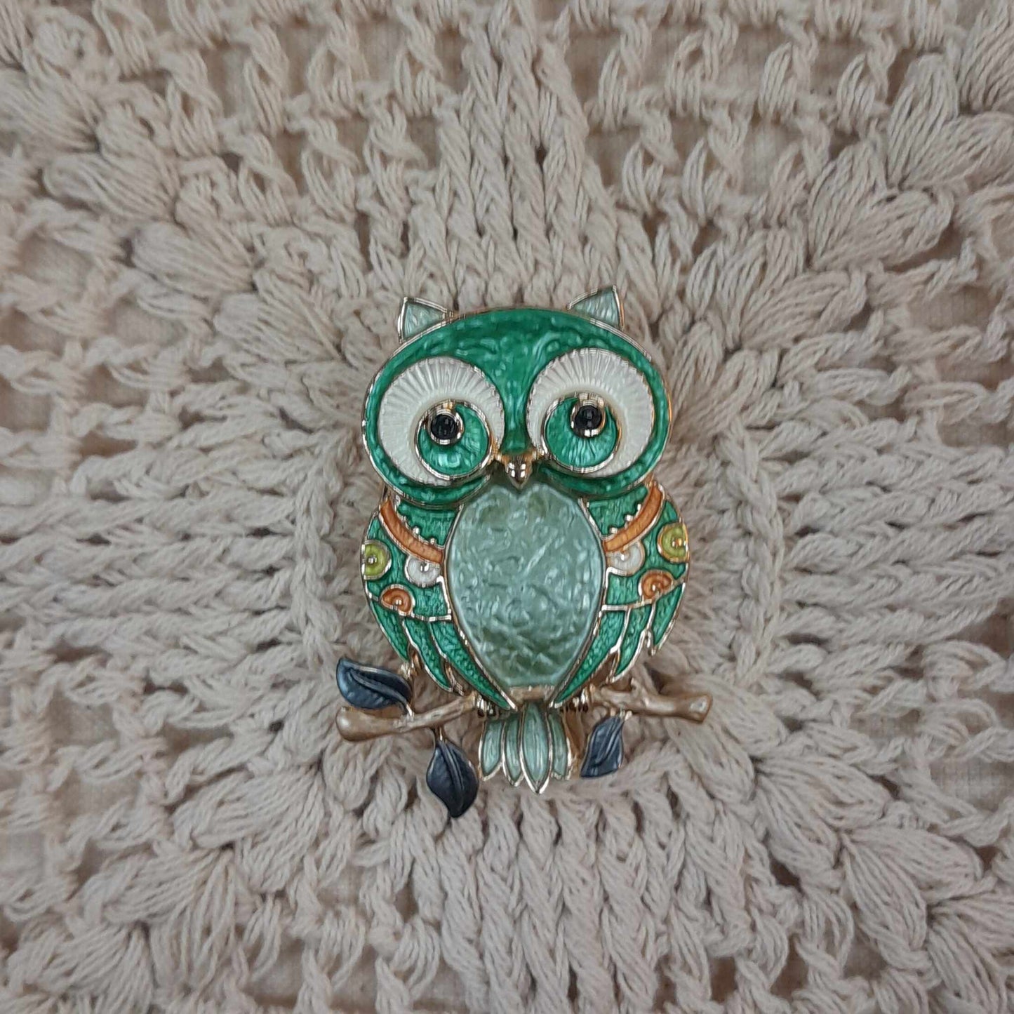 Crystal Owl Brooch