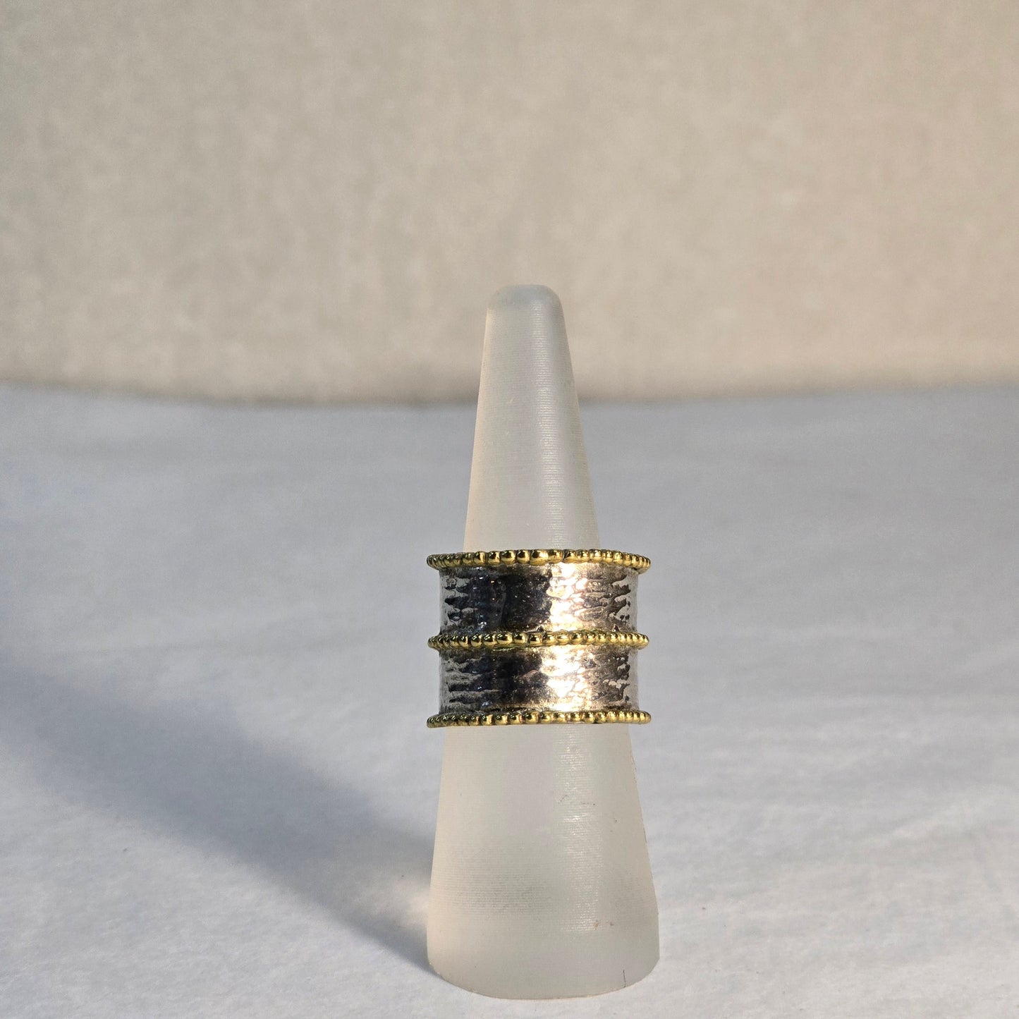 Silver and Gold Adjustable Shield Ring