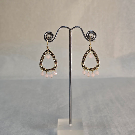 Golden and Pink Beads Earrings