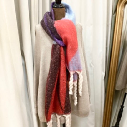 Ebony Winter Scarf - Red Blue