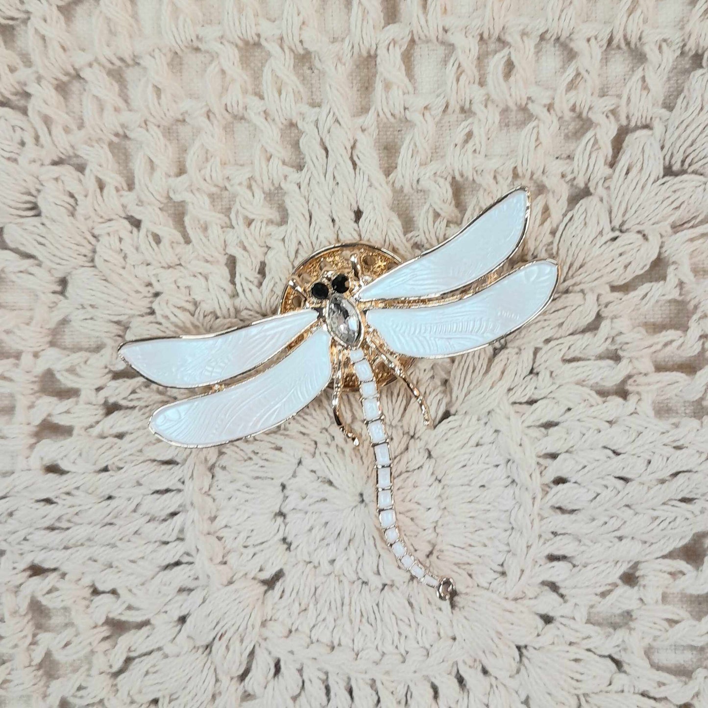 Crystal Dragonfly Brooch