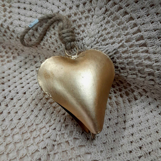 Heart cowbell gold hanging