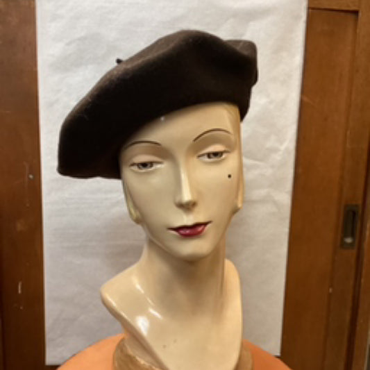 Wool Beret Dark Brown