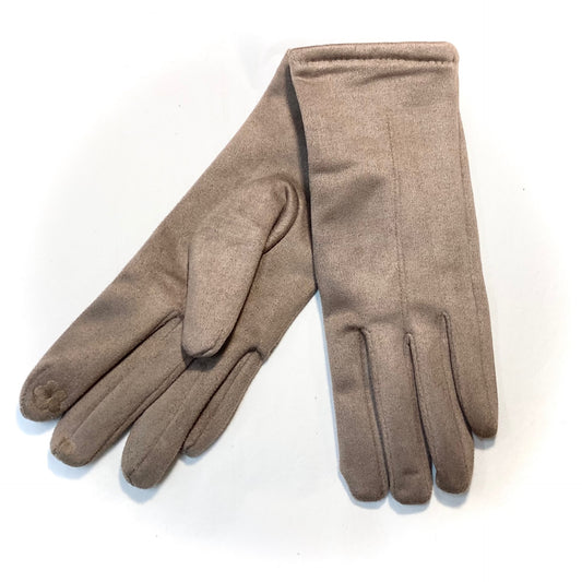 Plain Suede Gloves - Camel