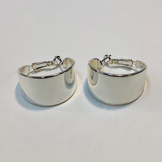Silver Hoop Earrings Wide