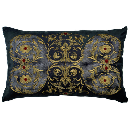 Mirrored Velvet Design Black Rectangle Cushion