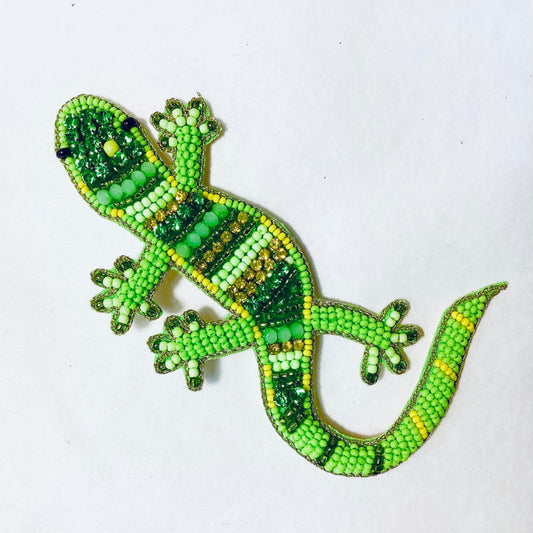 Green Pearl Lizard Brooch