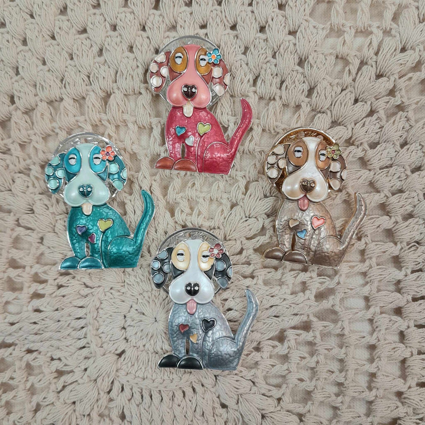 Crystal Dog Brooch