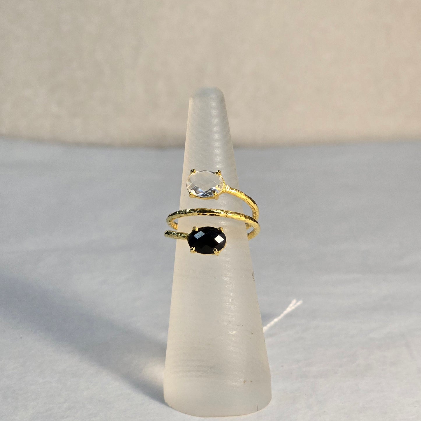 Gemma Ring Black and Clear Crystal