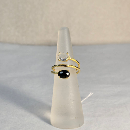 Gemma Ring Black and Clear Crystal
