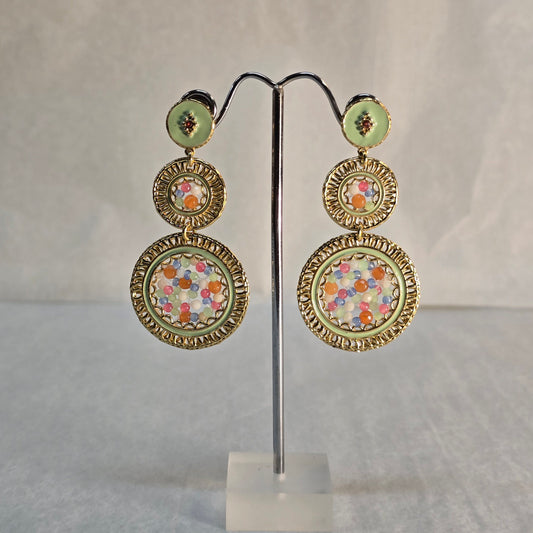 3- Disc Dangles Gold Plated Earrings