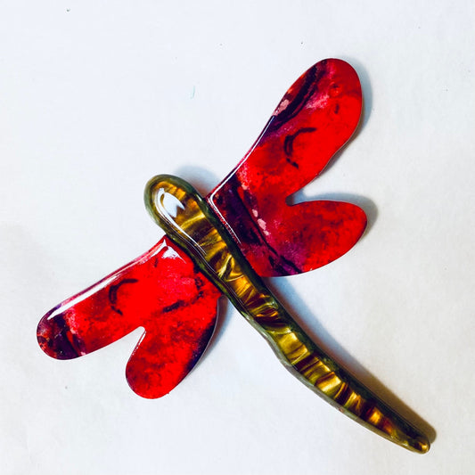 Dragonfly Brooch - Red Artwork