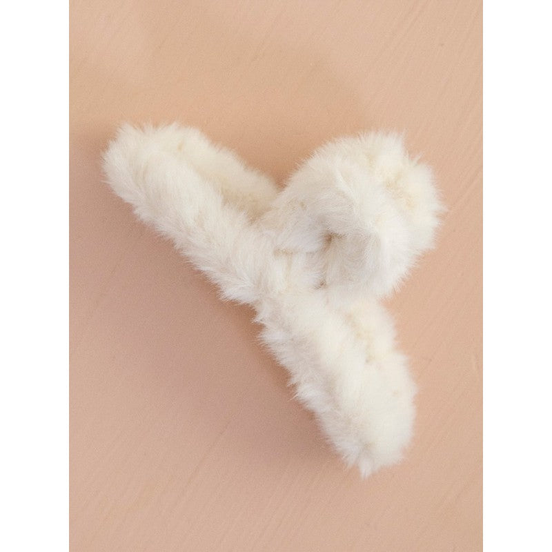 Fluffy Claw Clip Ivory