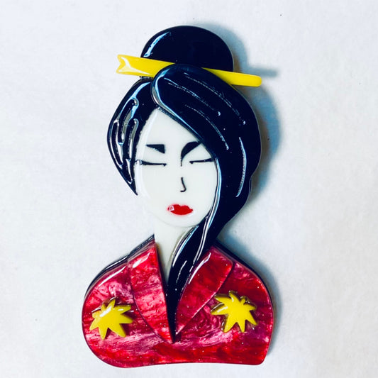 Geisha Brooch - Red