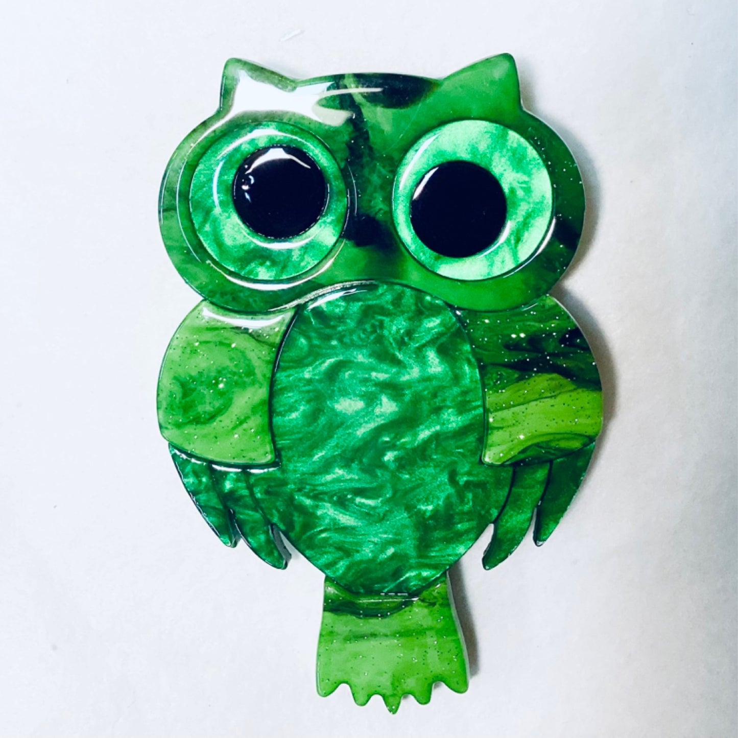 Owl Brooch - Green