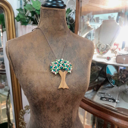 Multicoloured Wood Beads Tree Necklace