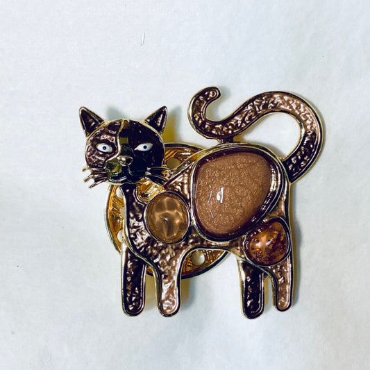 Magnet Brooch Cat - Brown