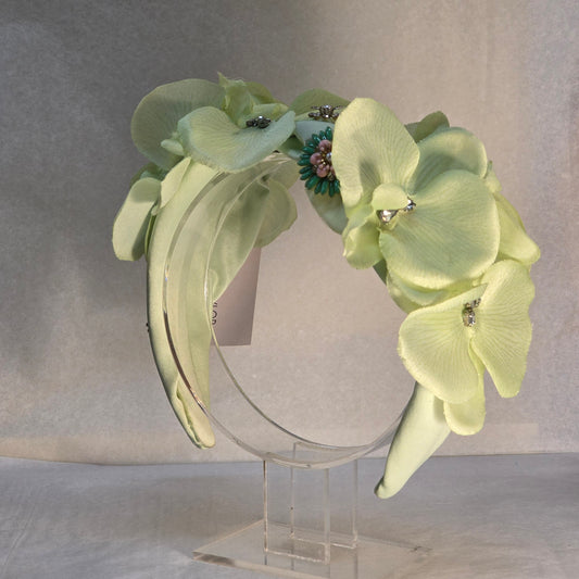 Lime Green Floral Headpiece.