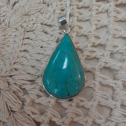 Sterling Silver Teardrop Pendant Turquoise