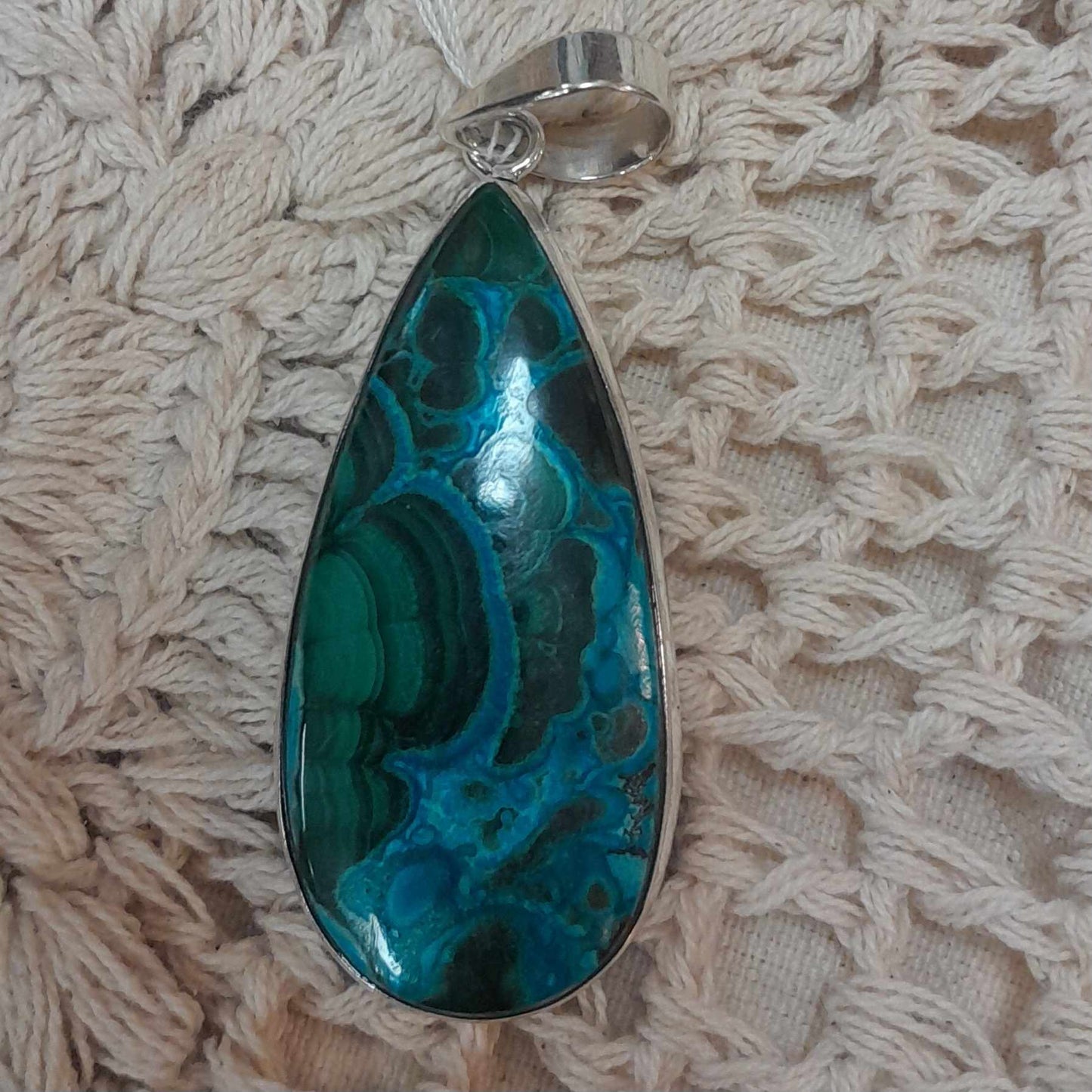 Azurite and Malachite Sterling Silver Pendant