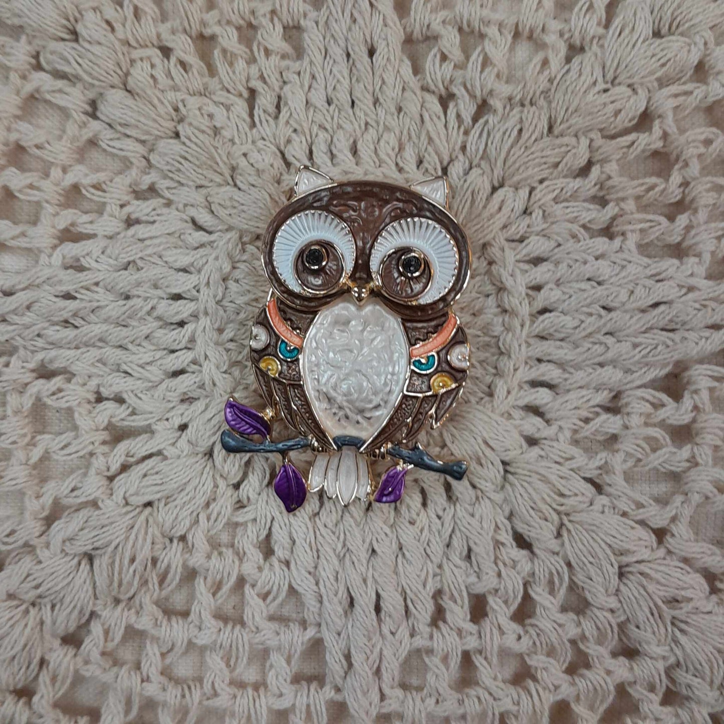 Crystal Owl Brooch