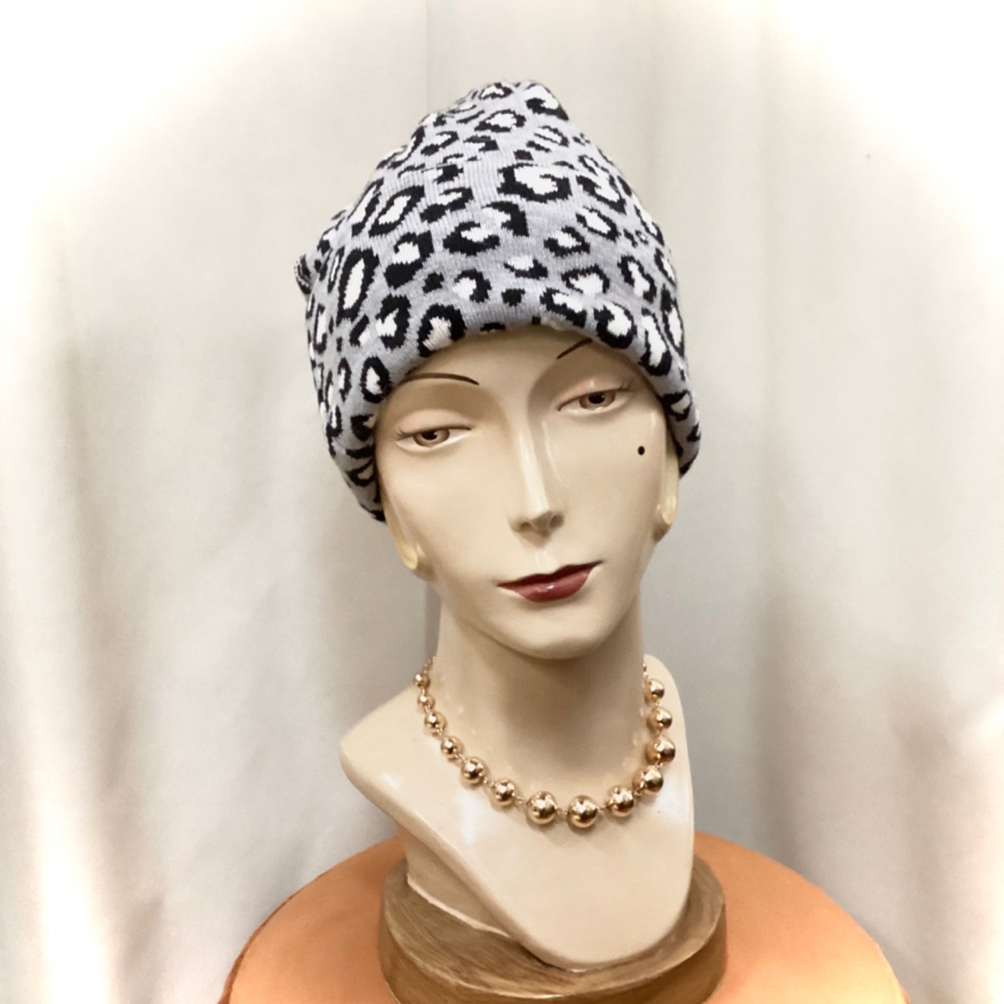 Leopard Beanie - Grey