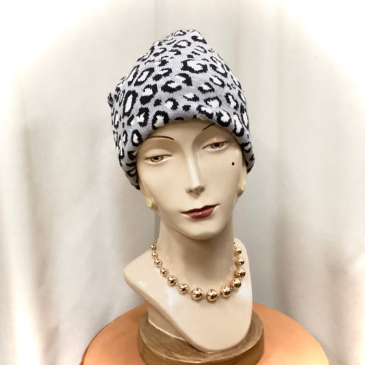 Leopard Beanie - Grey