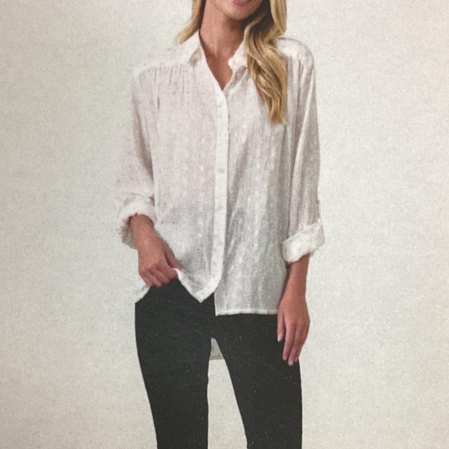 Shirt Jacquard Lurex Spots White