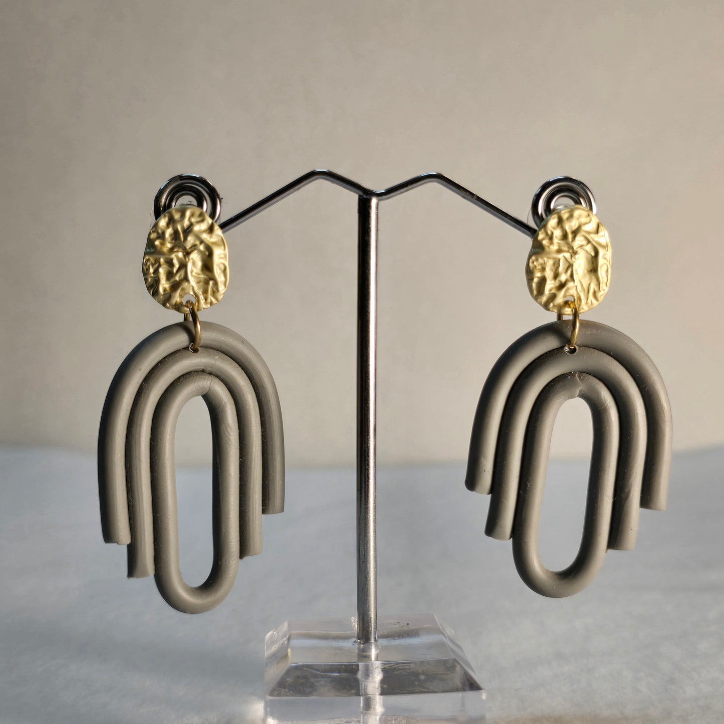 PG Grey Clay and Gold Earrings