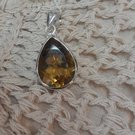 Large Citrine Teardrop and Sterling Silver Pendant