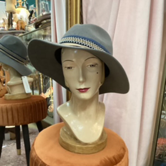 Grey with Navy Blue Belt Hat