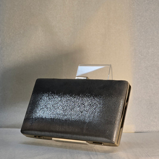Shiny Textured Silver Clutch