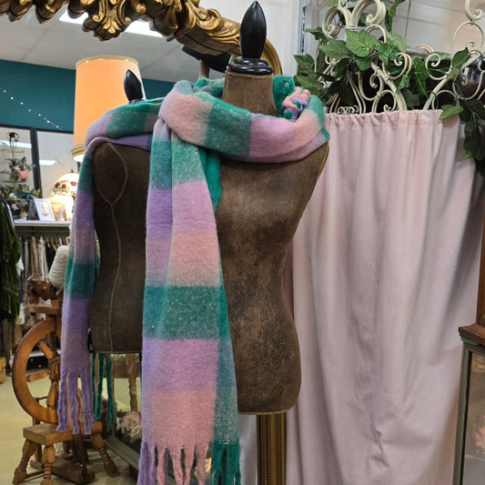 Warm Winter Scarf - Pink and Green