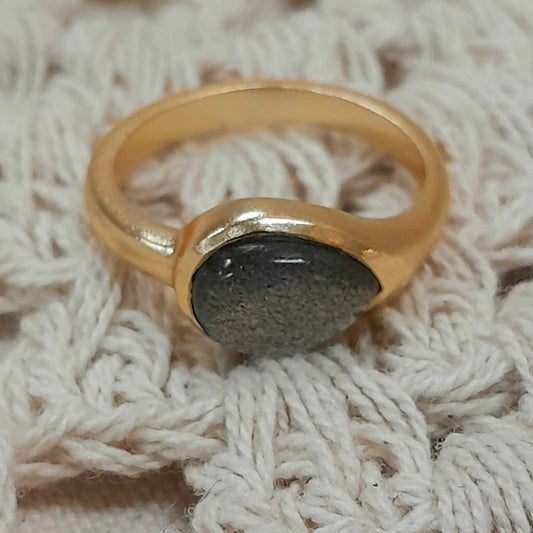 Labradorite Teardrop Gold Plated Ring